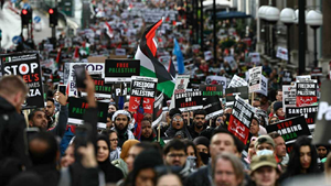 تظاهرات دهها هزار نفر از حامیان فلسطین در لندن